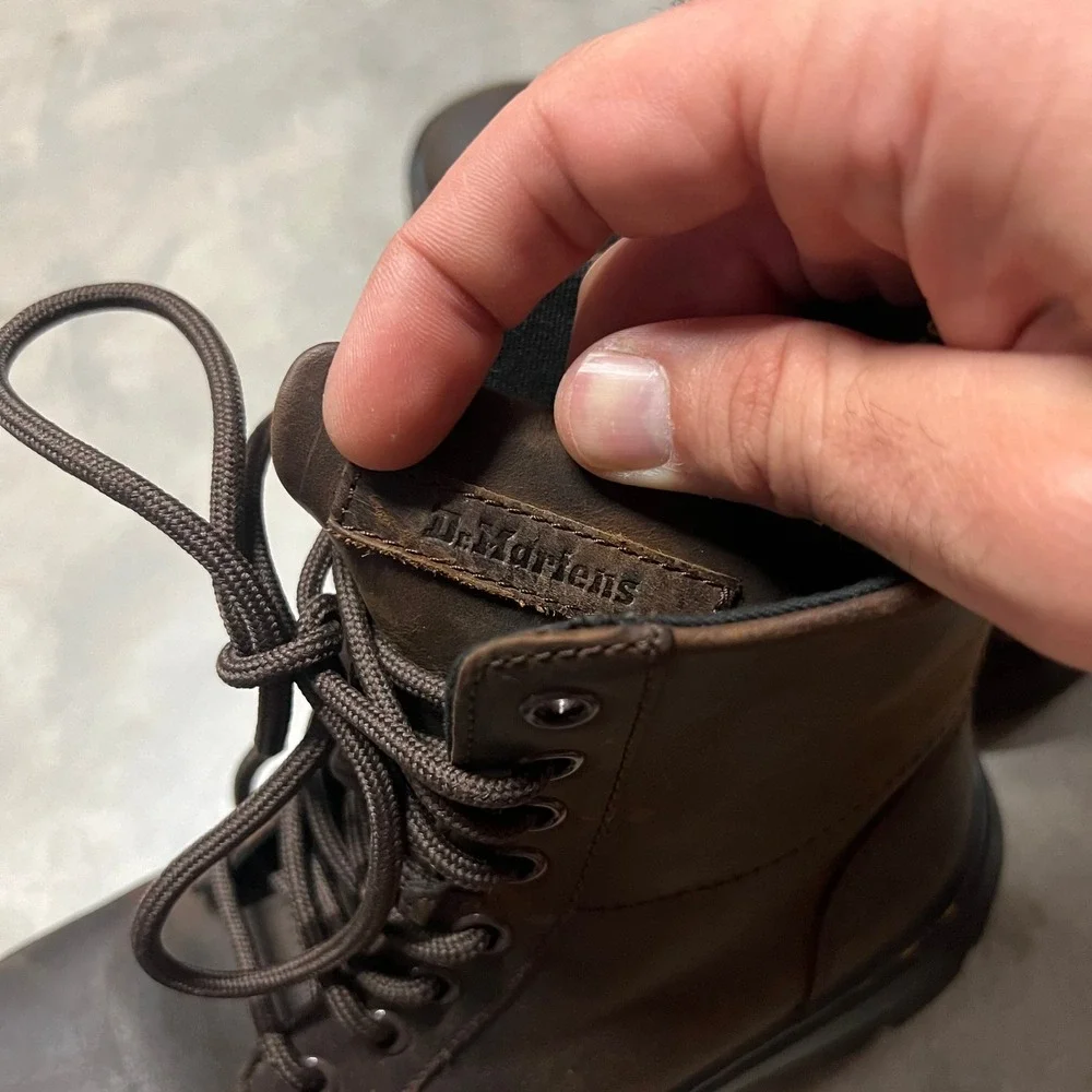Dr. Martens Combs Crazy Horse Leather Boots Dark Brown Kids US Size $